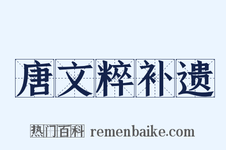 唐文粹补遗是什么意思的图片
